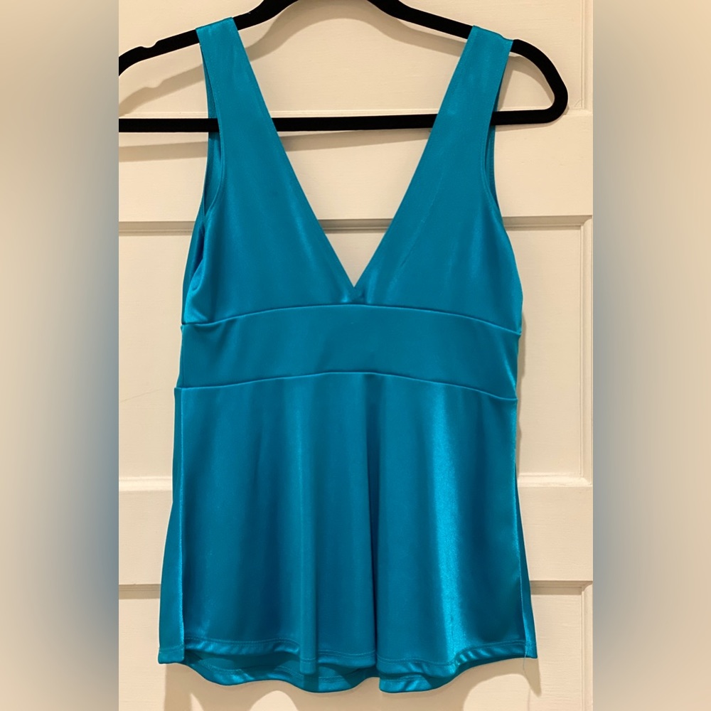 Vintage Y2K Forever Women's Size Small Teal Sleeveless Blouse